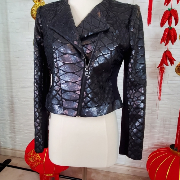 Black Matt sequin jacket - Picture 2 of 12